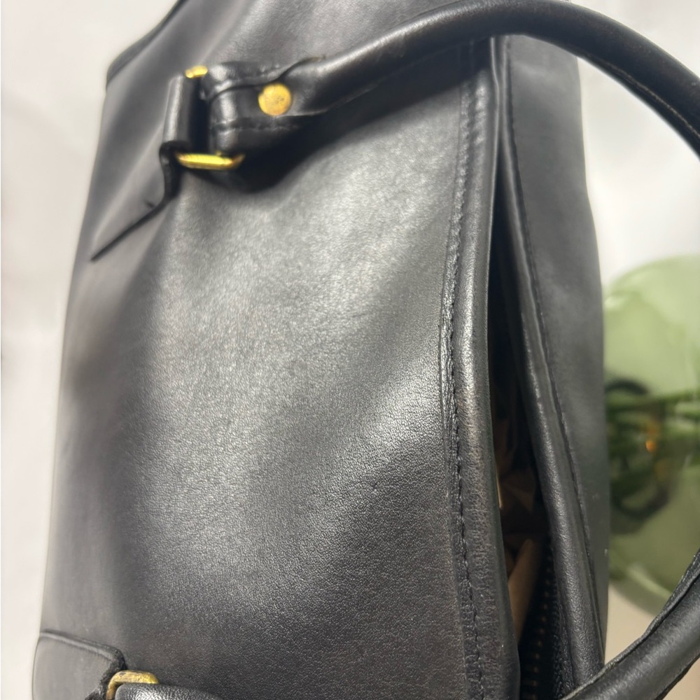 Coach Black Leather Satchel with Brass Hardware - Picture 5 of 12